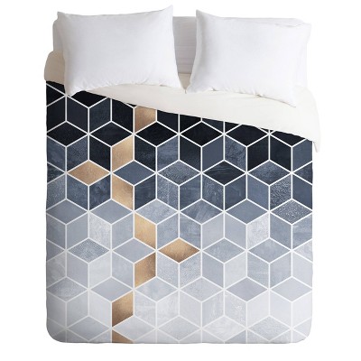 Twin/Twin XL Elisabeth Fredriksson Soft Gradient Geometric Cubes Comforter Set Blue - Deny Designs
