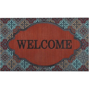 1'6"x2'6" 'Welcome' Renaissance Diamonds Doorscapes Mat - Mohawk: Outdoor Stain-Resistant Floral Door Mat - 1 of 3