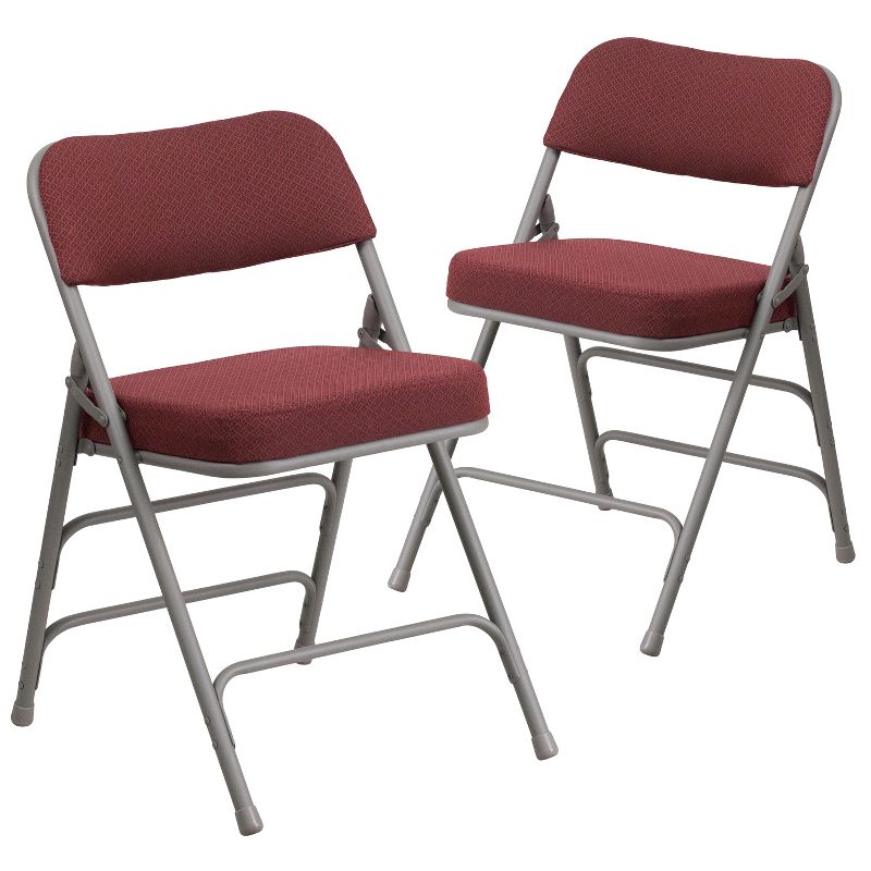Flash Furniture 2 Pack HERCULES Series Premium Curved Triple Braced & Hinged Fabric Upholstered Metal Folding Chair, 1 of 8