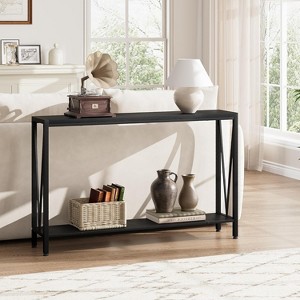 43" Console Table, V Design, 2-Tier Entryway Table with Storage, Industrial Console Table for Entryway, Living Room - 1 of 4