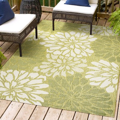 JONATHAN Y Zinnia Modern Floral Textured Weave Indoor/Outdoor Area Rug