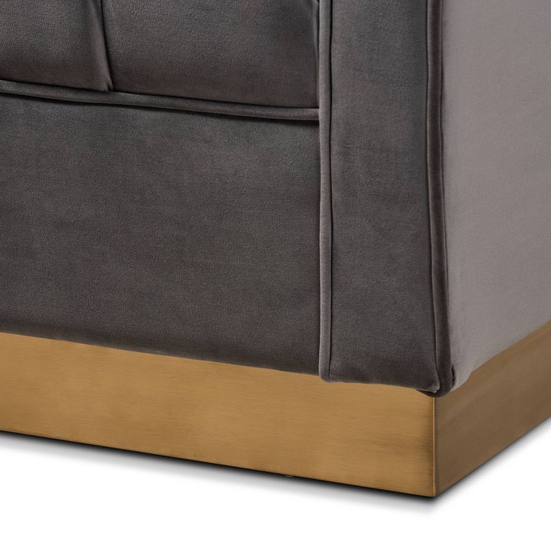 Aveline Velvet Upholstered Chair Gray/Gold - Baxton Studio, 6 of 11
