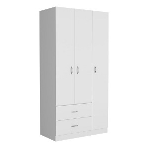 Depot E-Shop 3 Doors Armoire, Two Drawers, Metal Rod - 1 of 4