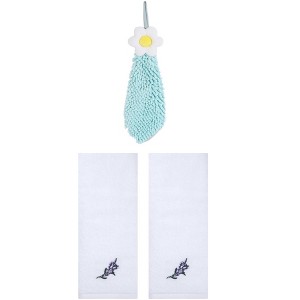 REGALWOVEN 3 Pcs Bathroom Home Decor Cotton Soft Absorbent Floral Hand Towel - 1 of 4