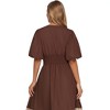 Knit & Lounge Colorblock Zip Front Short Sleeve Midi Dress Puff Sleeve Deep V-Neck High Waistband A-Line Silhouette - 3 of 4