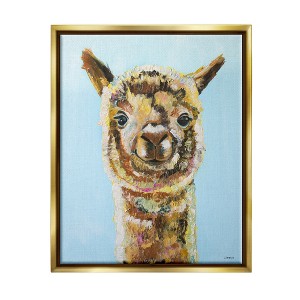 Stupell Industries Happy Llama Farm Animal Face Framed Canvas - 1 of 3