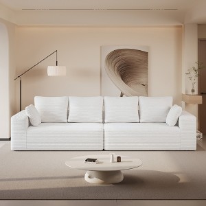 WJSHome 134" Modular Sectional Cloud Couches, Upholstered Deep Seat Boneless Sofa for Living Room - 1 of 4