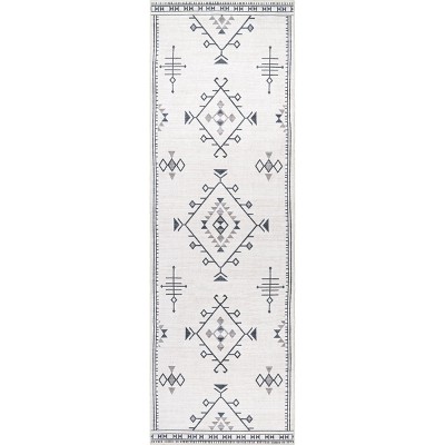 Cream Southwestern 16x10 Washable Synthetic Area Rug