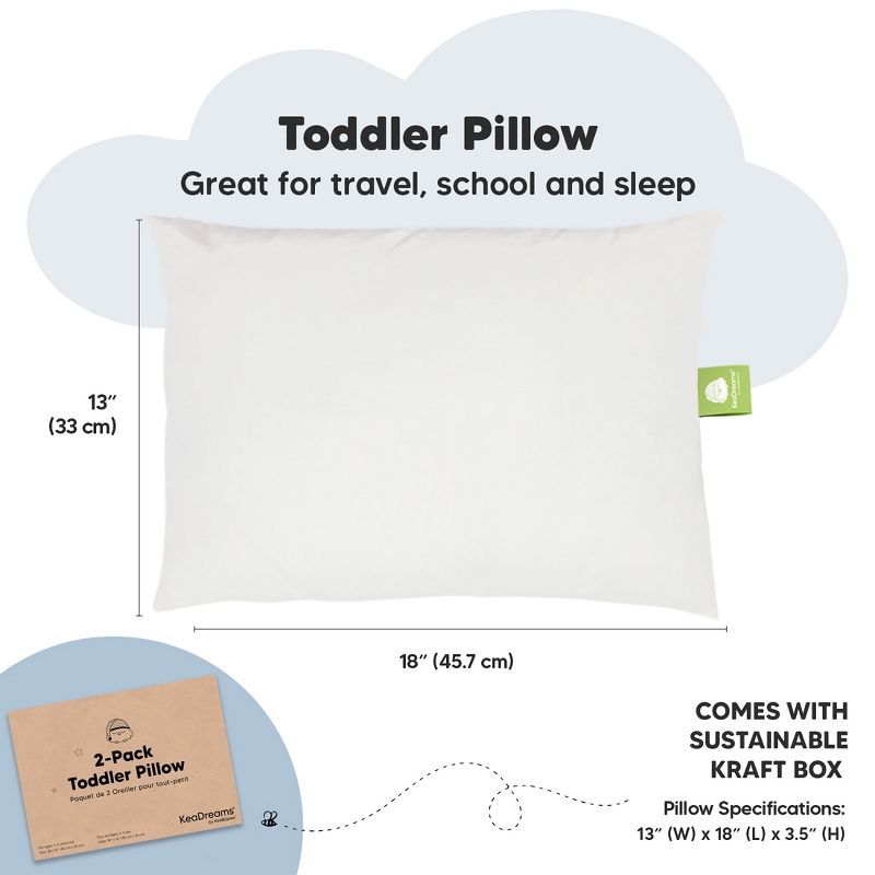 KeaBabies Toddler Pillow - Soft Organic Cotton Kids Pillows for Sleeping - 13X18 Travel Pillow for Kids Age 2-5, 4 of 11