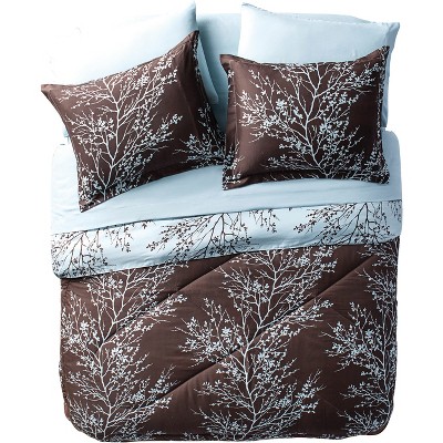 VCNY 8pc Queen Leaf Bed in a Bag Comforter Set Blue/Chocolate - VCNY Home: Hypoallergenic, Reversible, Microfiber — фото 6