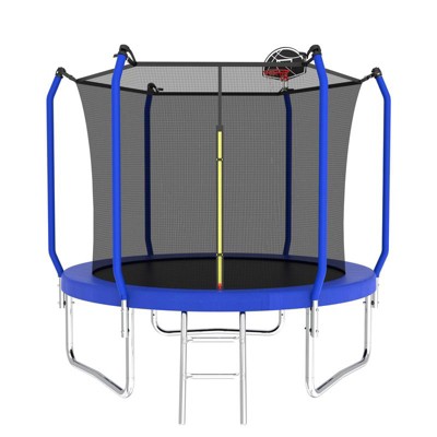Aukfa Trampoline with Basketball, Enclosure Net, Kids Trampoline with Ladder, Outdoor Backyard Jumping Fun