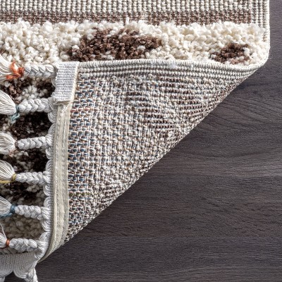 Brown and Off-White Braided Reversible Shag Area Rug 4' x 6'