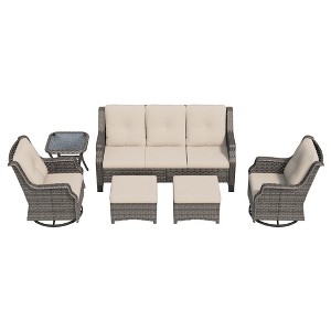 UPTION 6-Pieces Wicker Outdoor Patio Furniture Set Rattan Chair Wicker Set - 1 of 4
