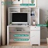 51in Computer Desk with Hutch and Lockable Drawers, Built-In Outlets and USB Ports for Study or Workstation-3irtyhousy - 3 of 4