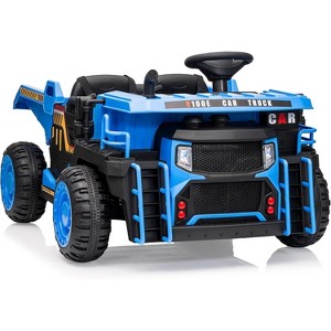 24V Ride-On Dump Truck, 2-Seater Remote Control Construction Car with Electric Dump Bed, Extra Shovel, 2WD/4WD, Music Player  for Kids - 1 of 4