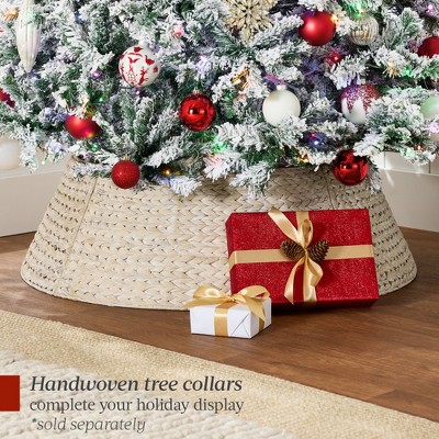 7.5ft Snow Flocked Pine Christmas Tree with Multicolor LED Lights