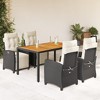 vidaXL Patio Dining Set with Cushions Outdoor Garden Furniture Poly Rattan - Black and Cream 59.1" Table Length 4 Items - 2 of 4
