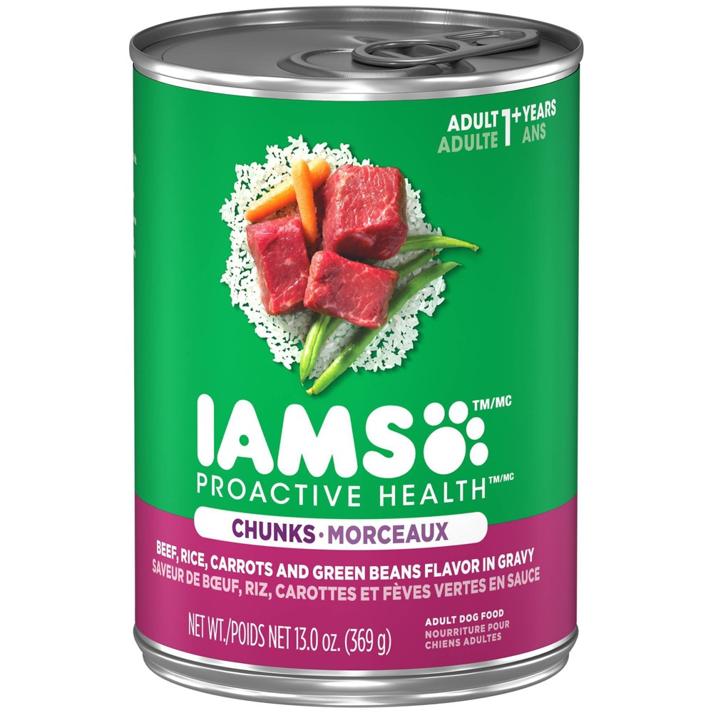 UPC 019014025206 product image for IAMS Proactive Health Chunks Wet Dog Food Chunks Beef, Rice, Carrots & Green Bea | upcitemdb.com
