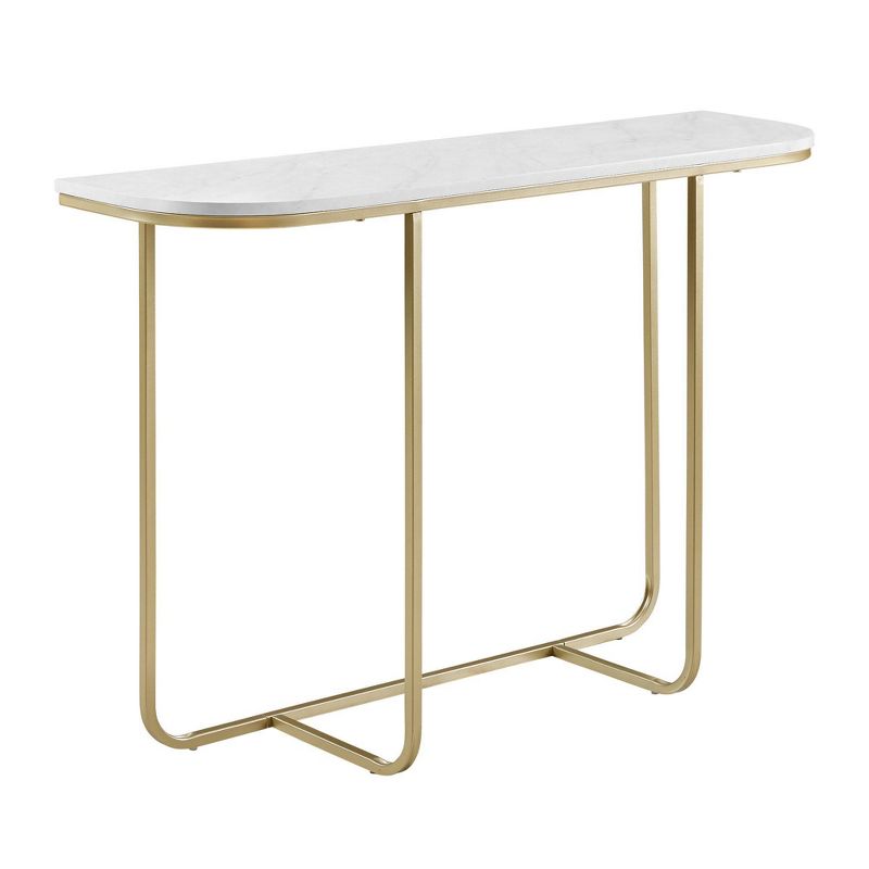 Megan Modern Glam Curved Console Table Faux White Marble/Gold - Saracina Home, 1 of 15