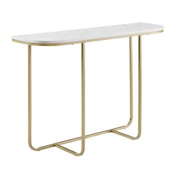 Megan Modern Glam Curved Console Table Faux White Marble/Gold - Saracina Home