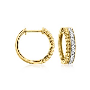 Ross-Simons 0.25 ct. t.w. Diamond Beaded Double-Row Hoop Earrings in 18kt Gold Over Sterling - 1 of 3