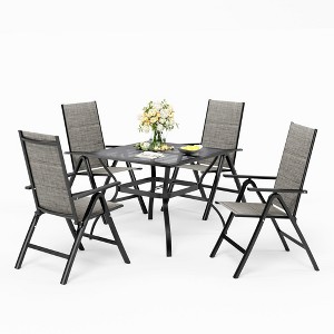 Captiva Designs 5pc Patio Dining Set with Mesh Top Square Steel Table and Sling Aluminum Chairs - 1 of 4