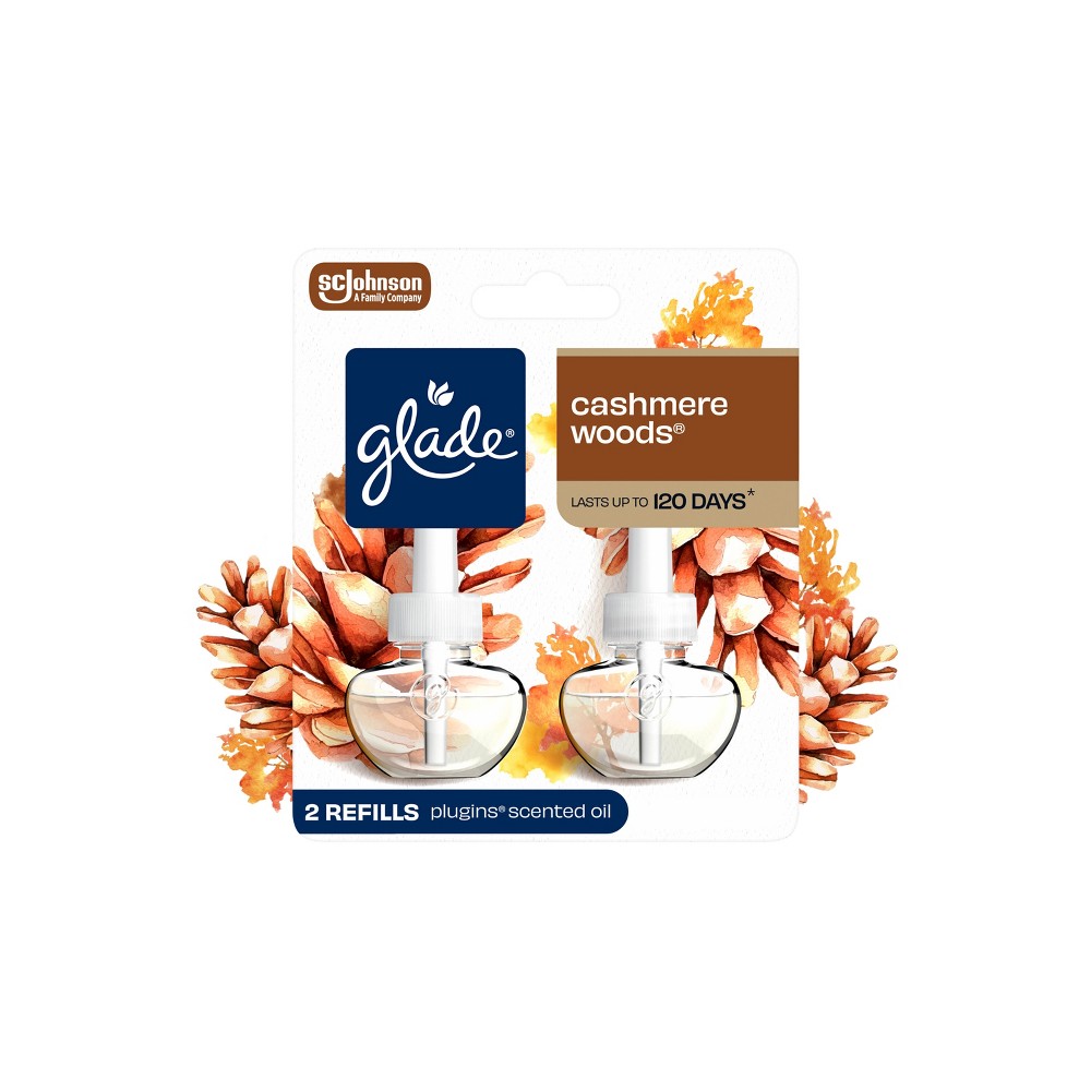 Glade Air Freshener Plug Ins Scented Oil Diffuser Refills - Cashmere Woods - 1.34 fl oz/2pk: Paraben-Free, Phthalate-Free, Electric, Jasmine