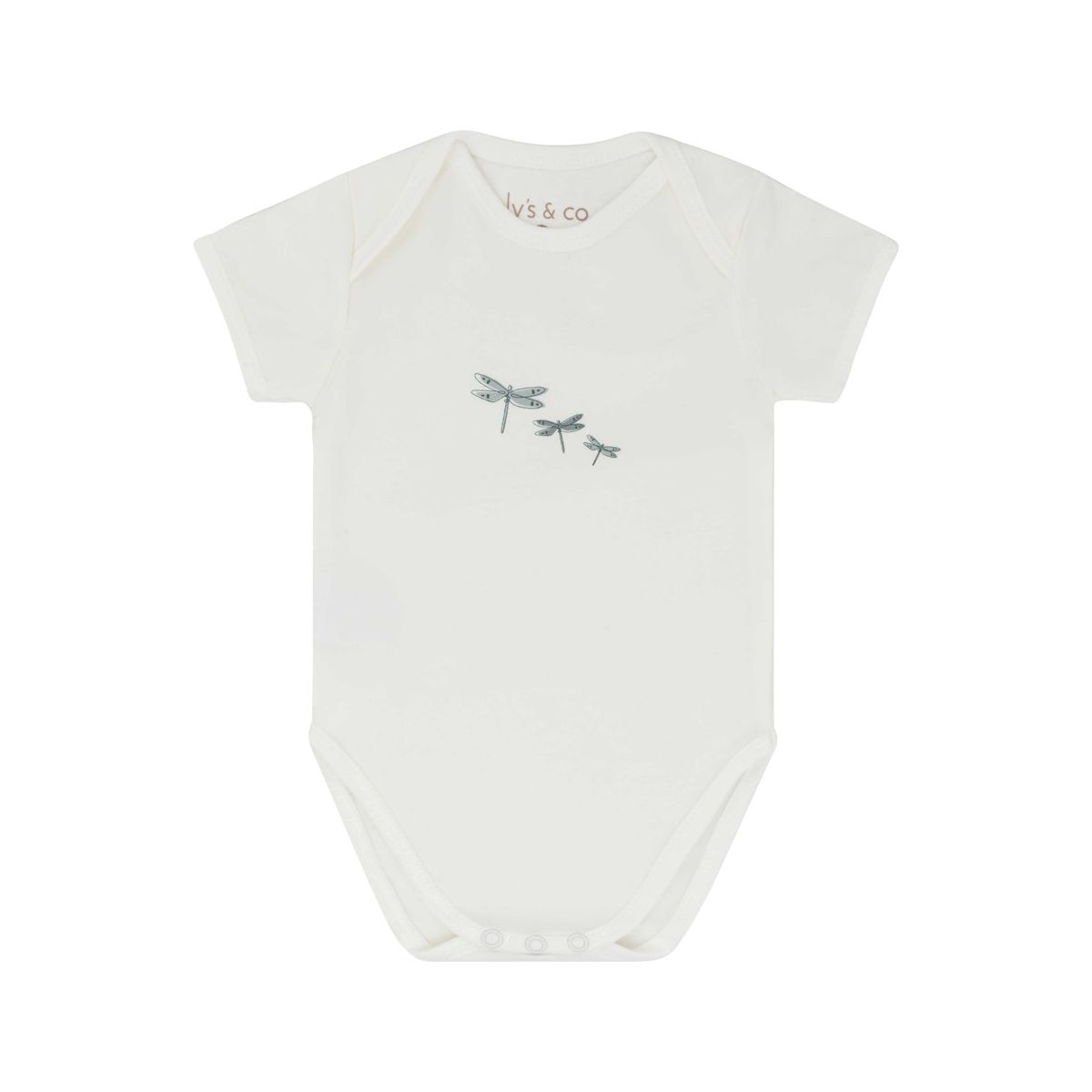 Ely's & Co. Cotton Baby Boy Short Sleeves Bodysuits-Undershirts Blue - 3 Pack, Stripes, Diamonds, Dragonfly - thumbnail 3