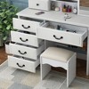 TIRAMISUBEST Fashion Vanity Desk with Mirror and Lights, Vanity Table with 6 Storage Drawers and Open Shelves, Makeup Vanity Set with Cushioned Stool - 3 of 4