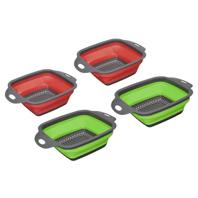 Square Grey and Green Collapsible Filter Basket colander