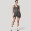 Anna-Kaci Active Women's Seamless Ribbed Knit Halter Crop Top with V-Neckline and Built-In Support - 2 of 4