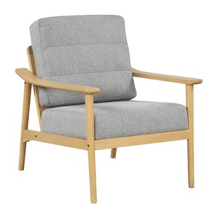 Tangkula Modern Accent Chair Upholstered Leisure Armchair w/ Rubber Wood Armrests & Legs - 1 of 4