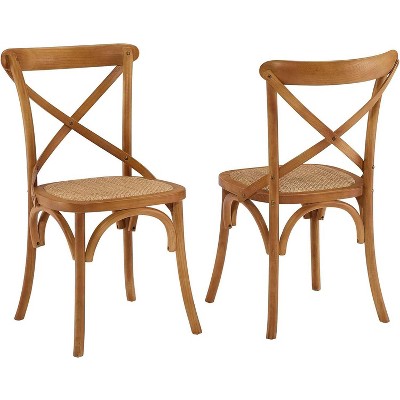 Rustic Farmhouse Cross-Back White Wood Dining Side Chair