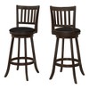 HomeRoots Set of Two 29" Black and Espresso Faux Leather and Solid Wood Bar Height Swivel Bar Chairs - 4 of 4