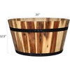 Classic Home and Garden Acacia Wood Whiskey Barrel Planter with Black Metal Band - 2 of 3
