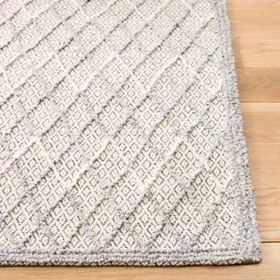 Hand-Tufted Blue and Black Wool Square Area Rug, 6'x6'