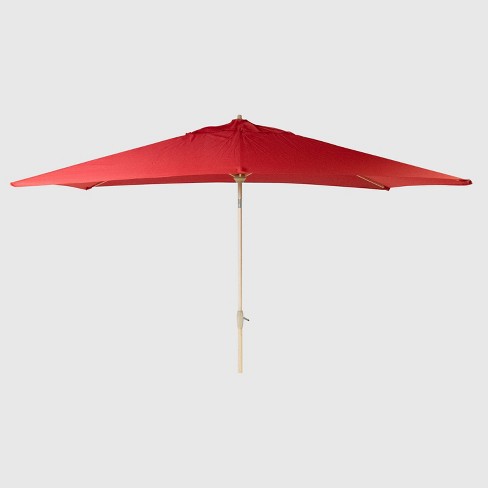 6 5 X 10 Rectangular Patio Umbrella Red Light Wood Pole