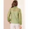 INSPIRE CHIC Women's See Through Mock Neck Long Sleeve Floral Lace Blouse - 3 of 4