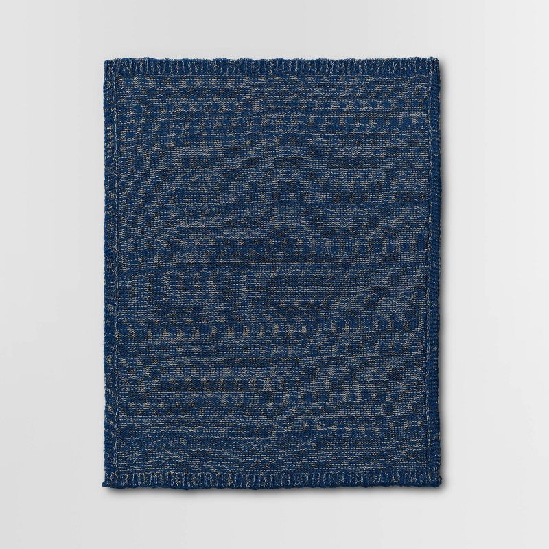 Cozy Metallic Yarn Knit Throw Blanket Navy Blue - Threshold&#8482;, 4 of 6