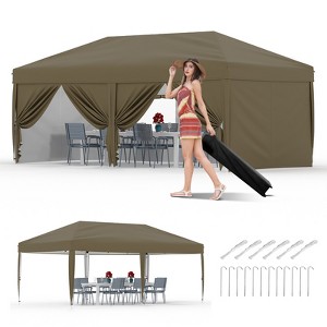 10x20 ft Heavy-Duty Pop-Up Outdoor Canopy with 6 Walls, 3 Heights. Includes Bag, Weights, Stakes & Ropes - 1 of 4