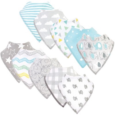Image of Luvable Friends Baby Boy Cotton Fleece Bandana Bibs, Boy Basic Elephant, One Size