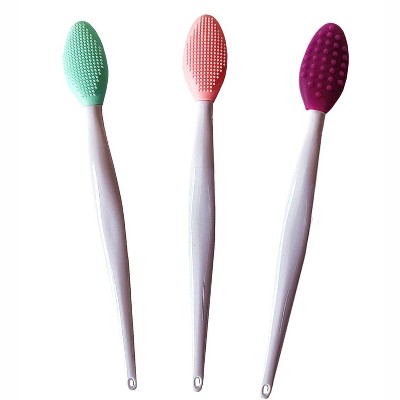 3 Pcs Lip Scrub Brush,Lip Scrubber Exfoliator,Double-Sided Silicone Lip Brush Tool Lip Exfoliator