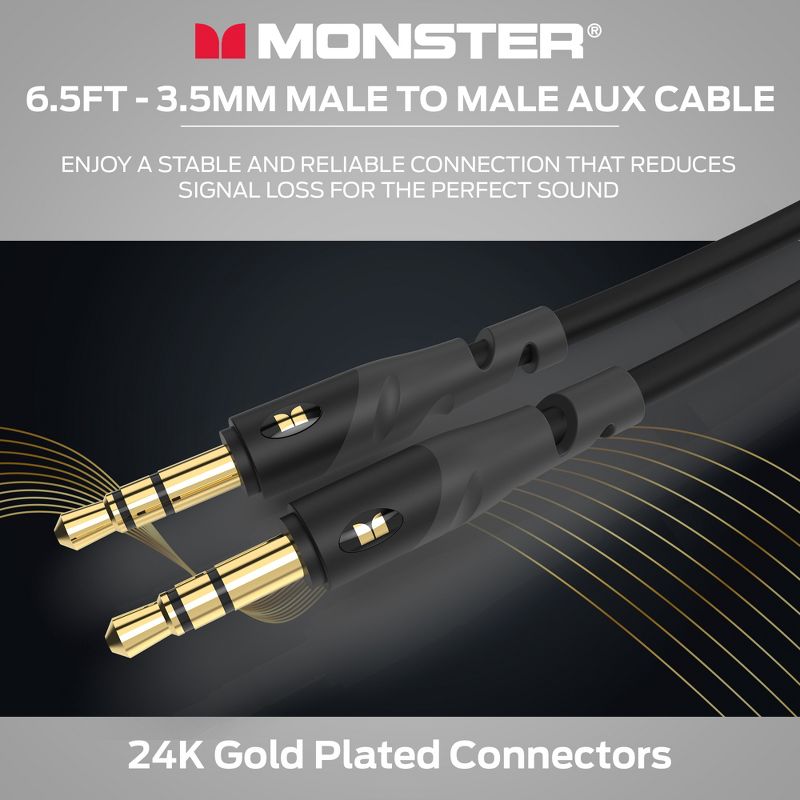 Monster Essentials Mini-to-Mini Audio Interconnect Cable - 3.5mm Stereo Male-to-Male AUX Cord with Duraflex Jacket, 3 of 10