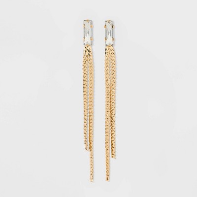 Stone and Chain Drop Earrings - A New Day™ Gold