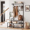 Industrial-Style Coat Rack with Bench and Shoe Cabinet Family Wardrobe Stand for Hallway Storage Suitable for Entrances, Living Rooms, Bedroom - 2 of 4