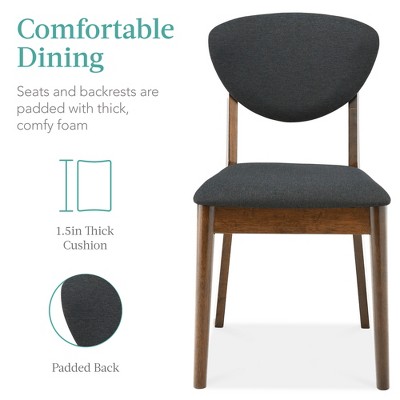 5-Piece Charcoal Walnut Mid-Century Modern Dining Set with Padded Chairs