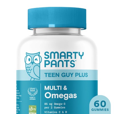 SmartyPants Teen Guy Plus Multivitamin & Omegas Gummies with Vitamins C, D3, B12 & Zinc - 60ct