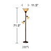 Franklin Iron Works Rustic Farmhouse Mission Torchiere Floor Lamp 71 1/2" Tall Roman Bronze 3-Light Frosted Champagne Amber Glass for Living Room - 4 of 4