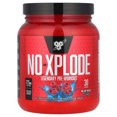 BSN N.O.-XPLODE Pre Workout Powder, Energy Supplement for Men and Women with Creatine and Beta-Alanine, Flavor: Blue Raz, 30 Servings
