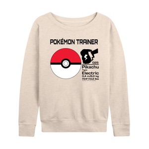 Women's - Pokémon - Pokémon Trainer Lightweight French Terry Wide Neck Long Sleeve Shirt - 1 of 4